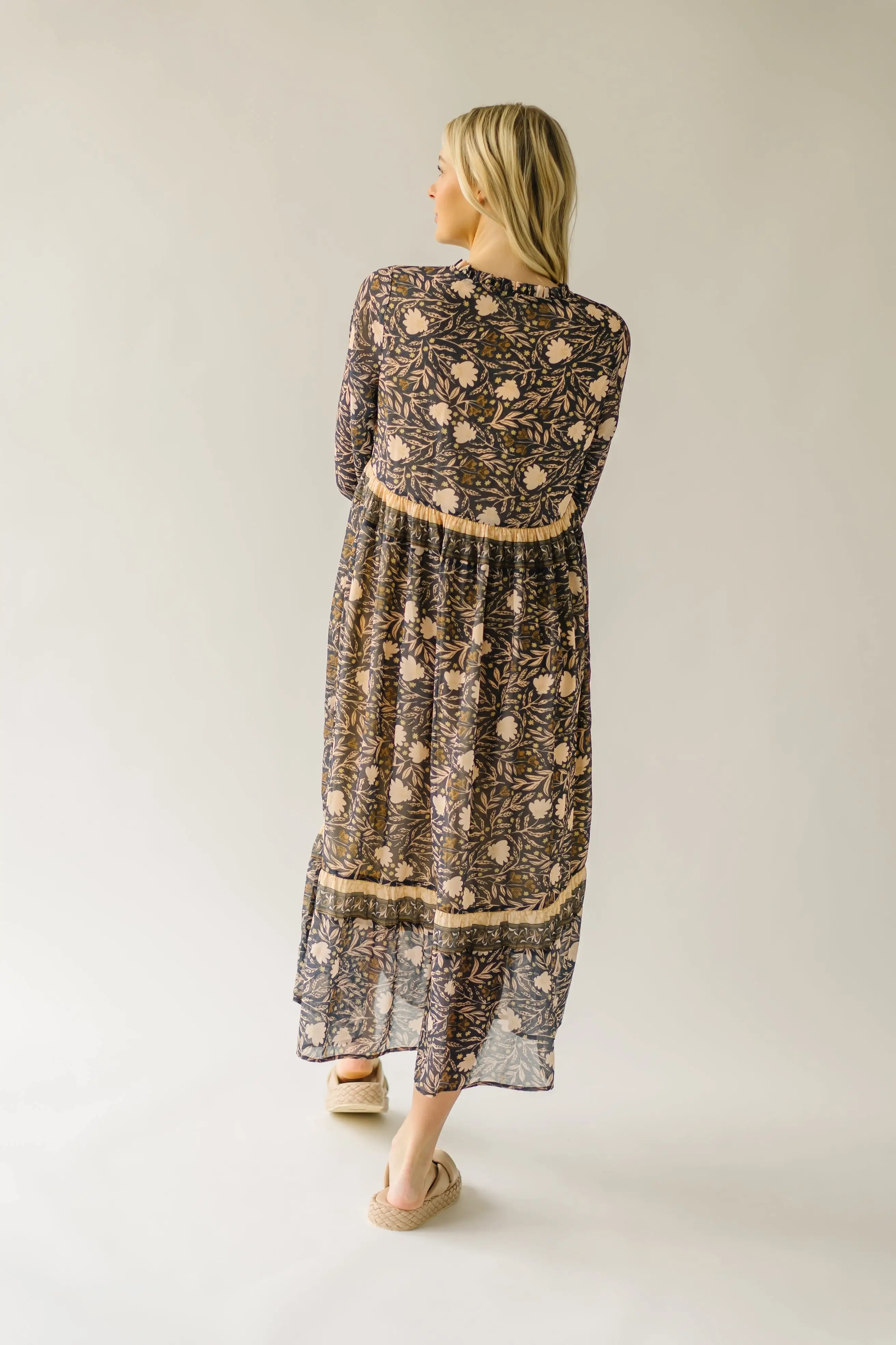 The Dasso Floral Maxi Dress in Olive Multi