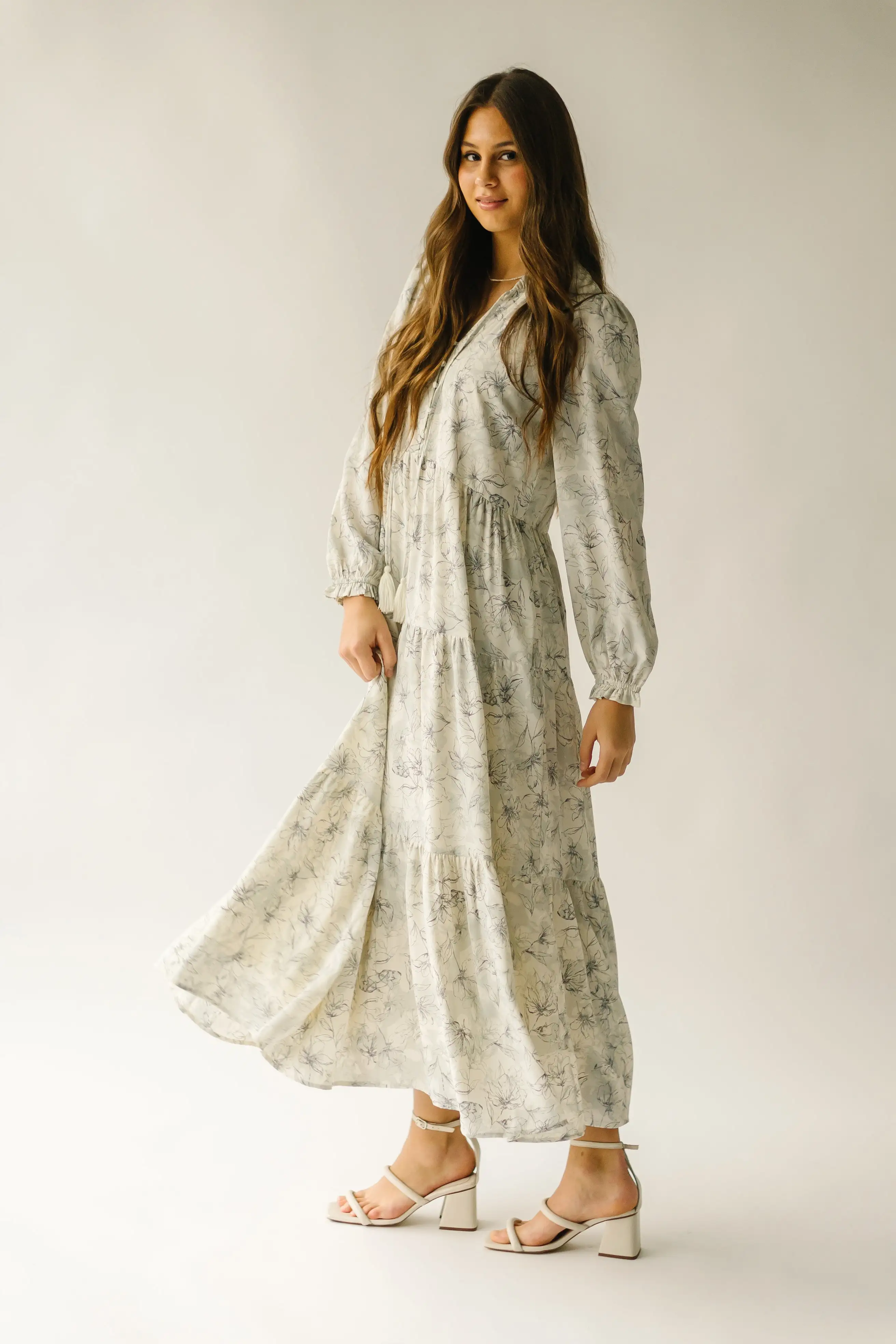 The Kerling Floral Maxi Dress in Grey Multi