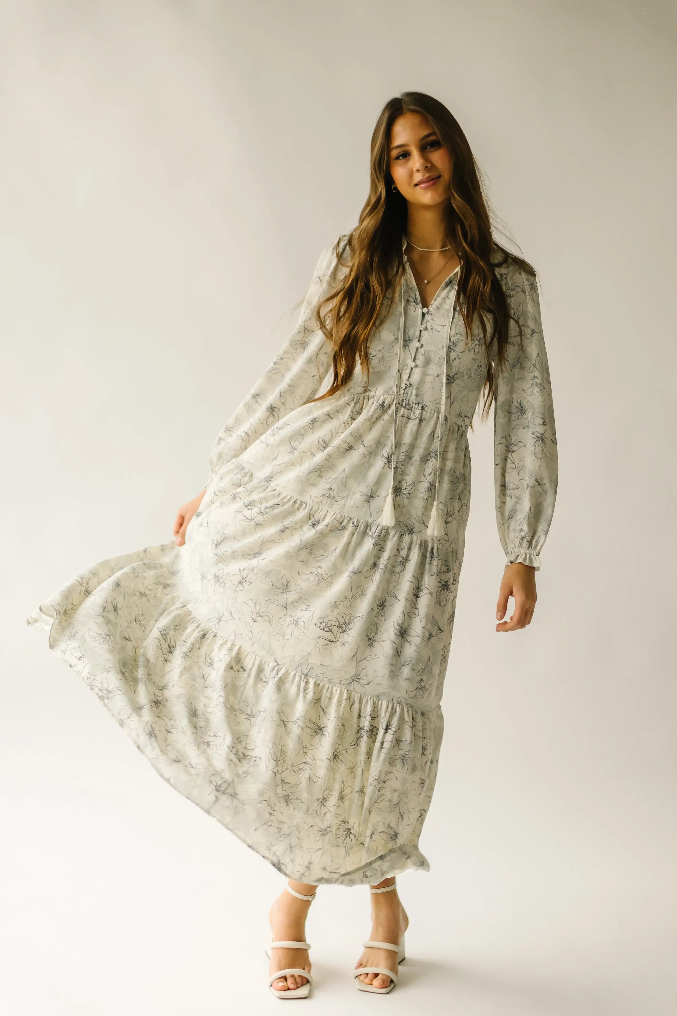 The Kerling Floral Maxi Dress in Grey Multi