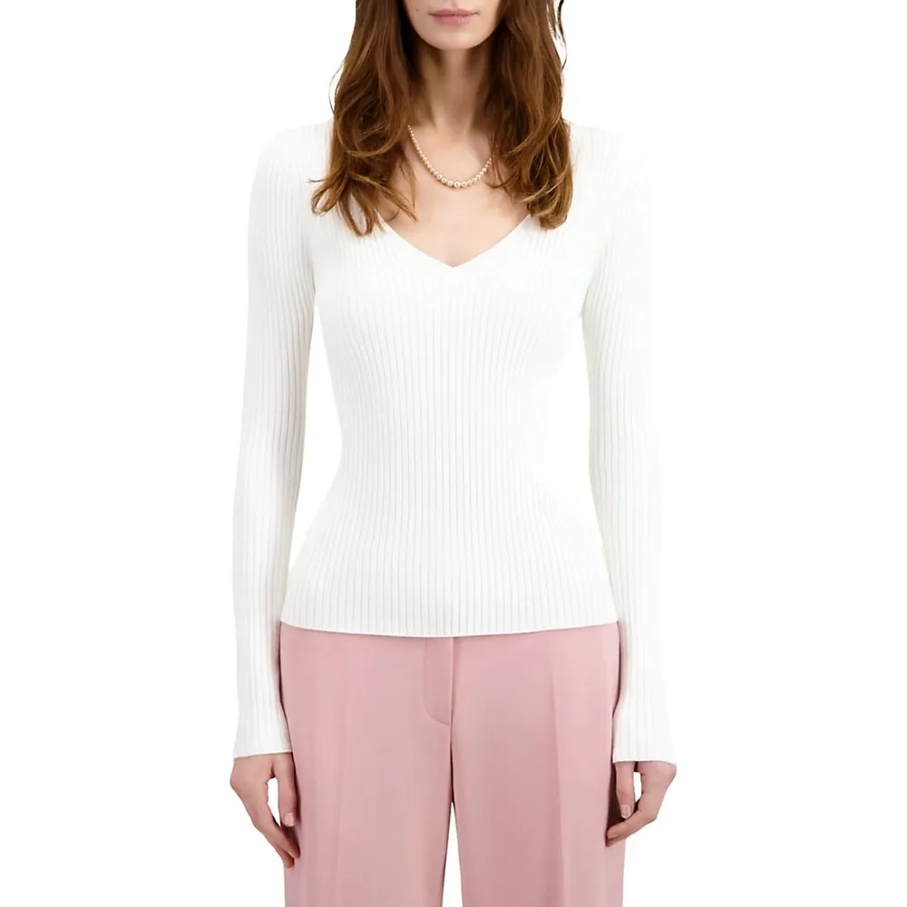 The Kooples Ribbed V-Neck Sweater