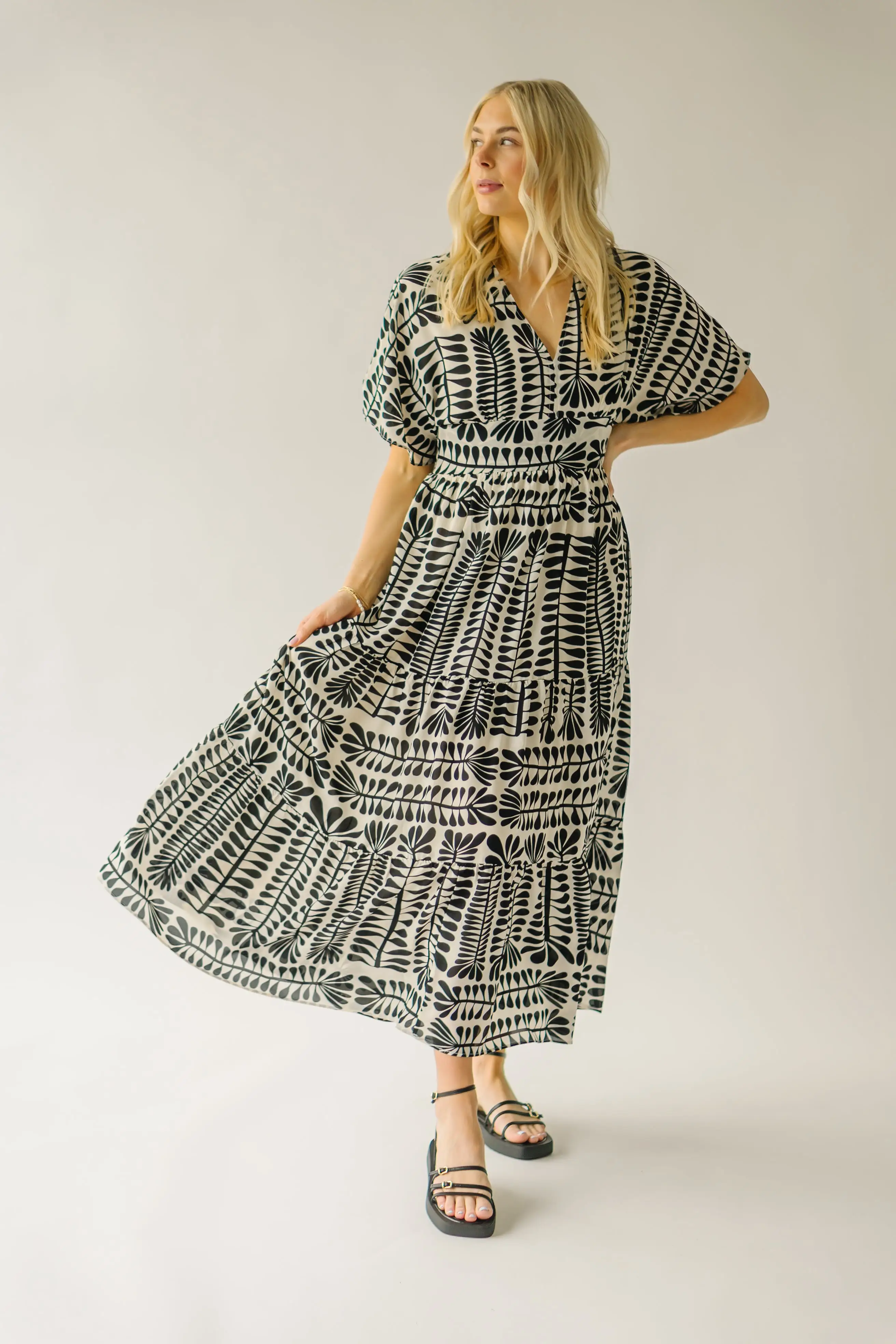 The Mathis Patterned Maxi Dress in Black Multi