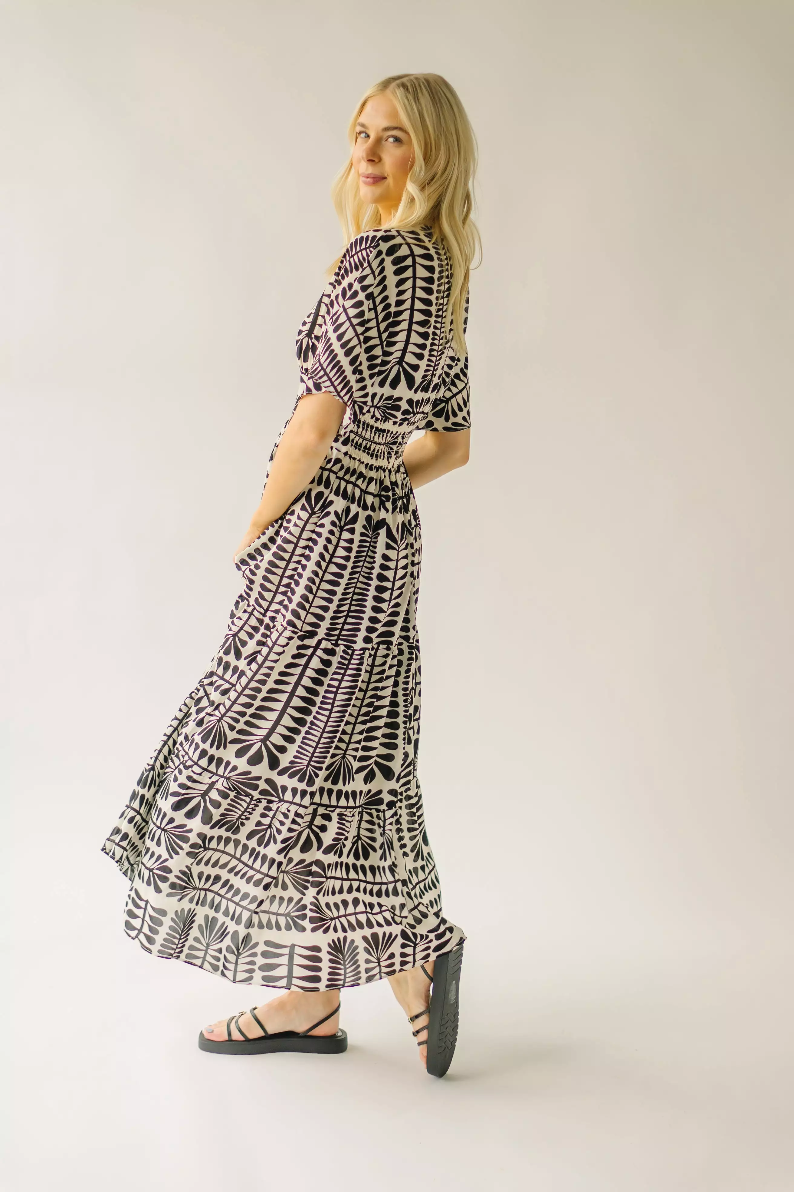 The Mathis Patterned Maxi Dress in Black Multi