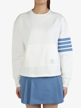 THOM BROWNE - Women Oversized Crew Neck Sweatshirt W/Seamed In 4 Bar Stripe In Solid Loopback