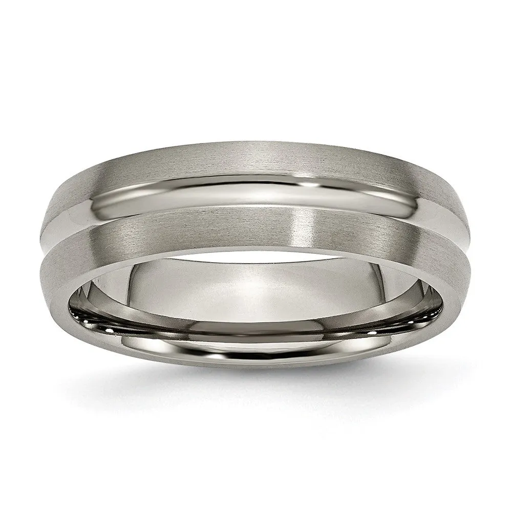 Titanium 6mm Center Grooved Standard Fit Band