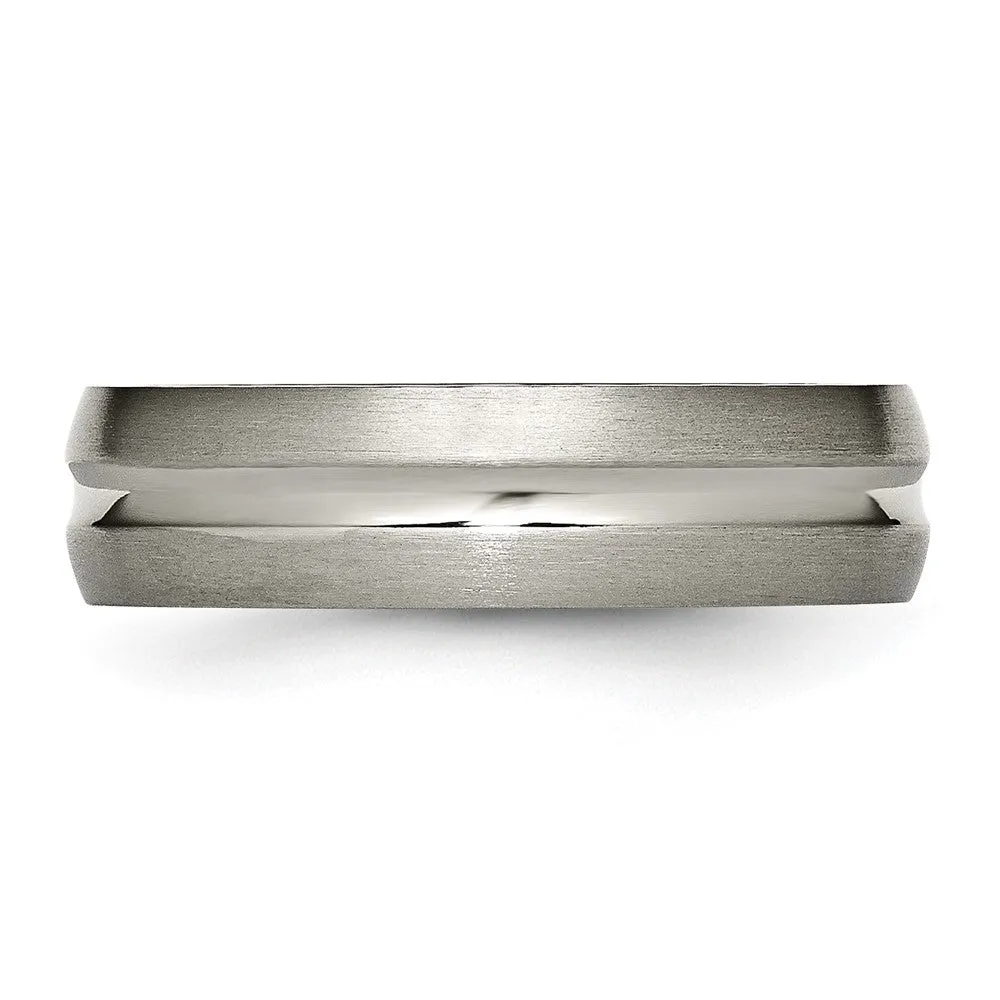 Titanium 6mm Center Grooved Standard Fit Band