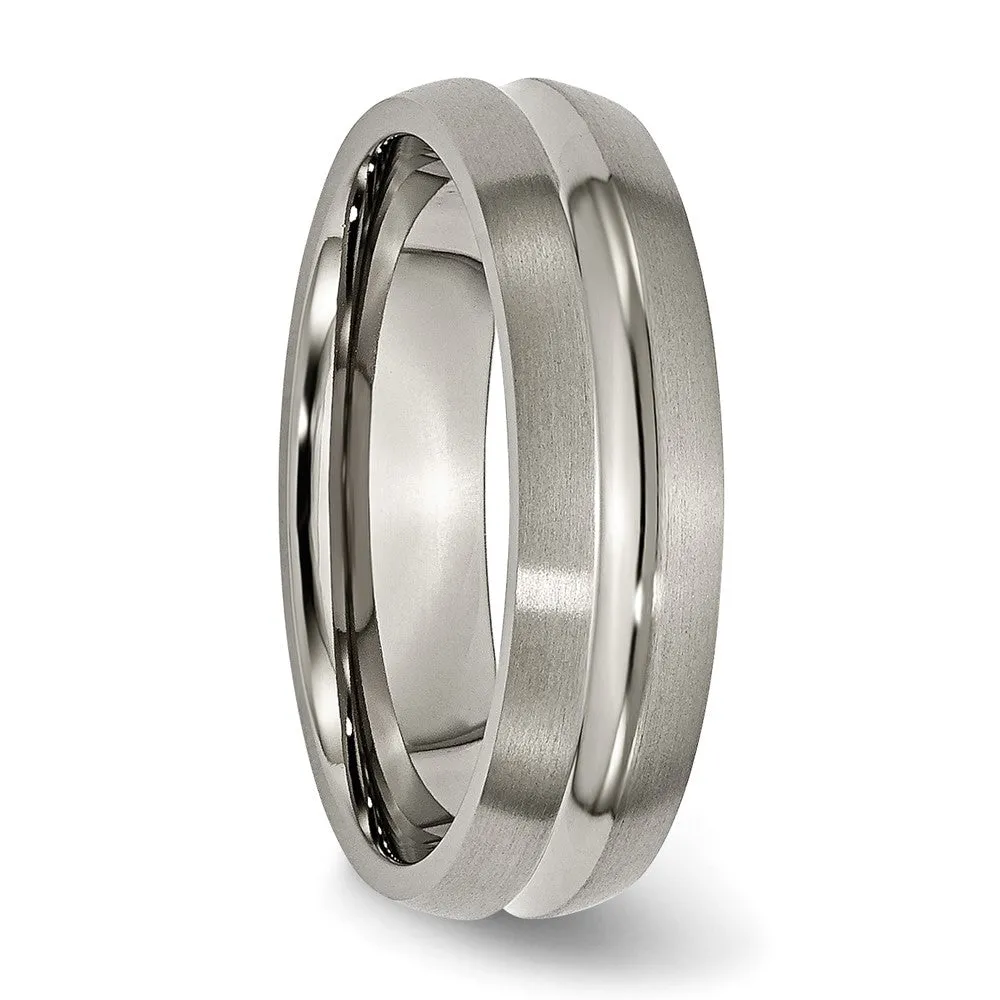 Titanium 6mm Center Grooved Standard Fit Band