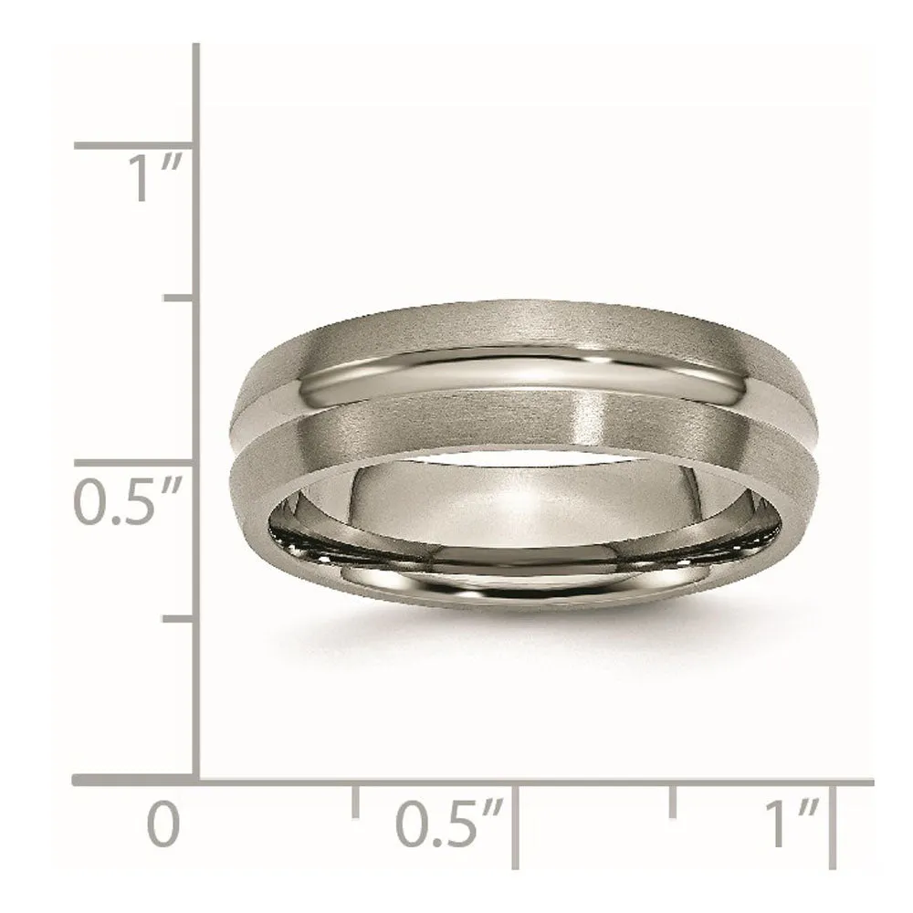 Titanium 6mm Center Grooved Standard Fit Band