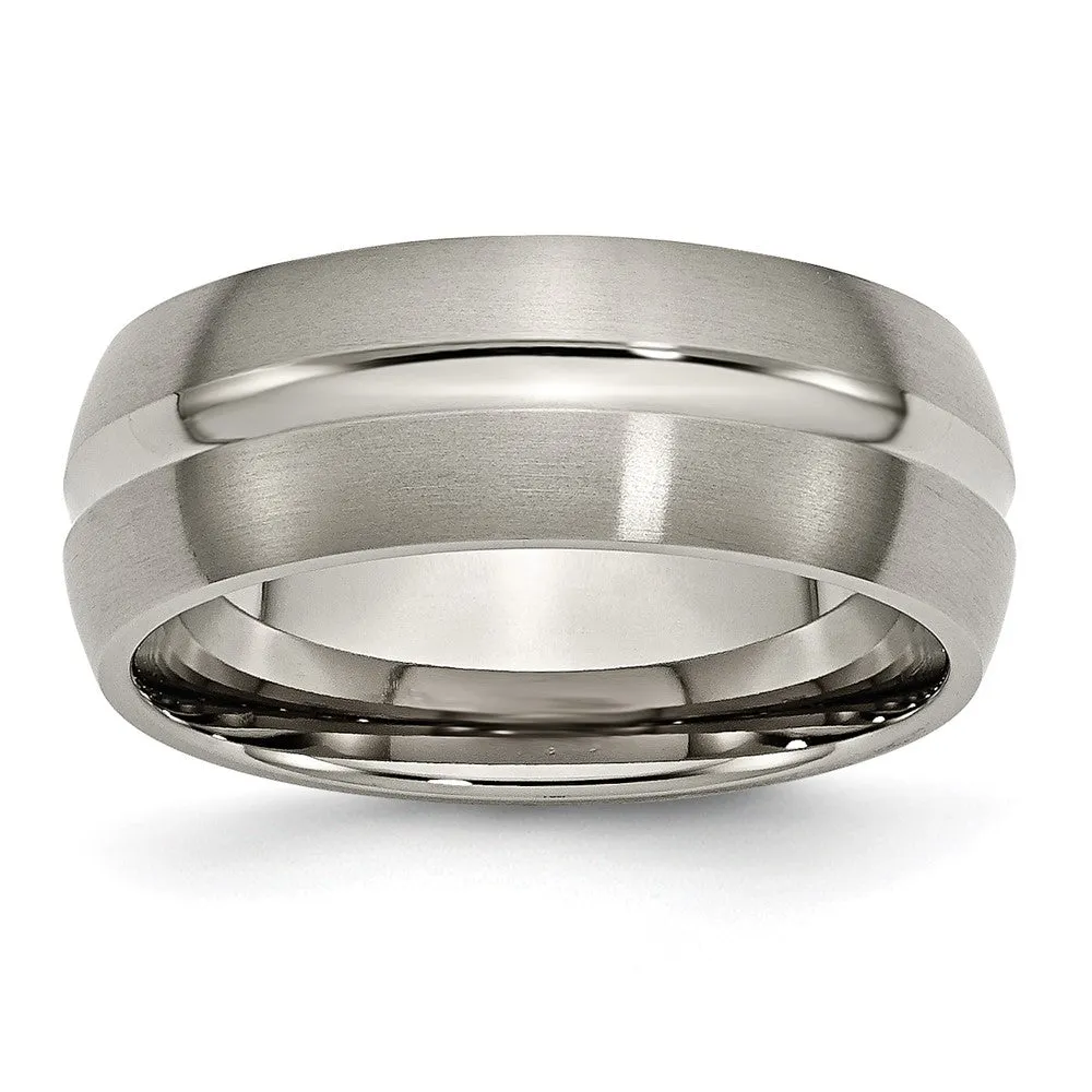 Titanium 8mm Center Grooved Standard Fit Band