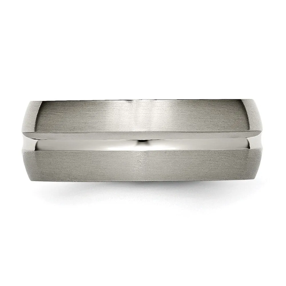 Titanium 8mm Center Grooved Standard Fit Band