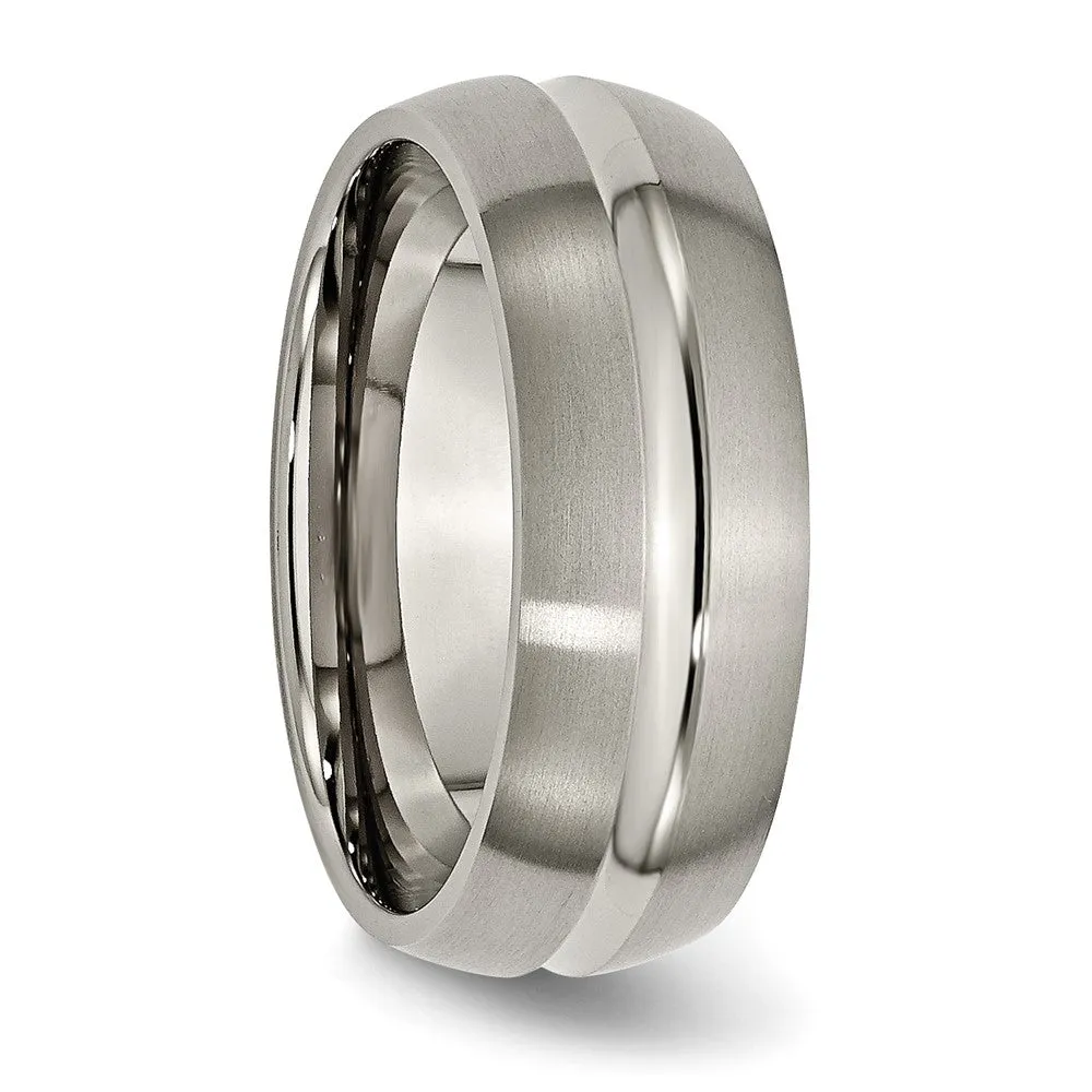 Titanium 8mm Center Grooved Standard Fit Band