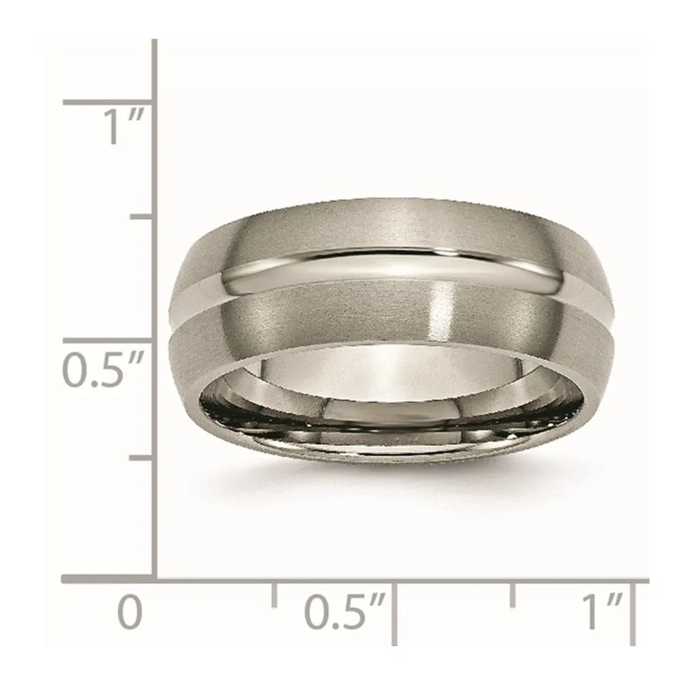 Titanium 8mm Center Grooved Standard Fit Band