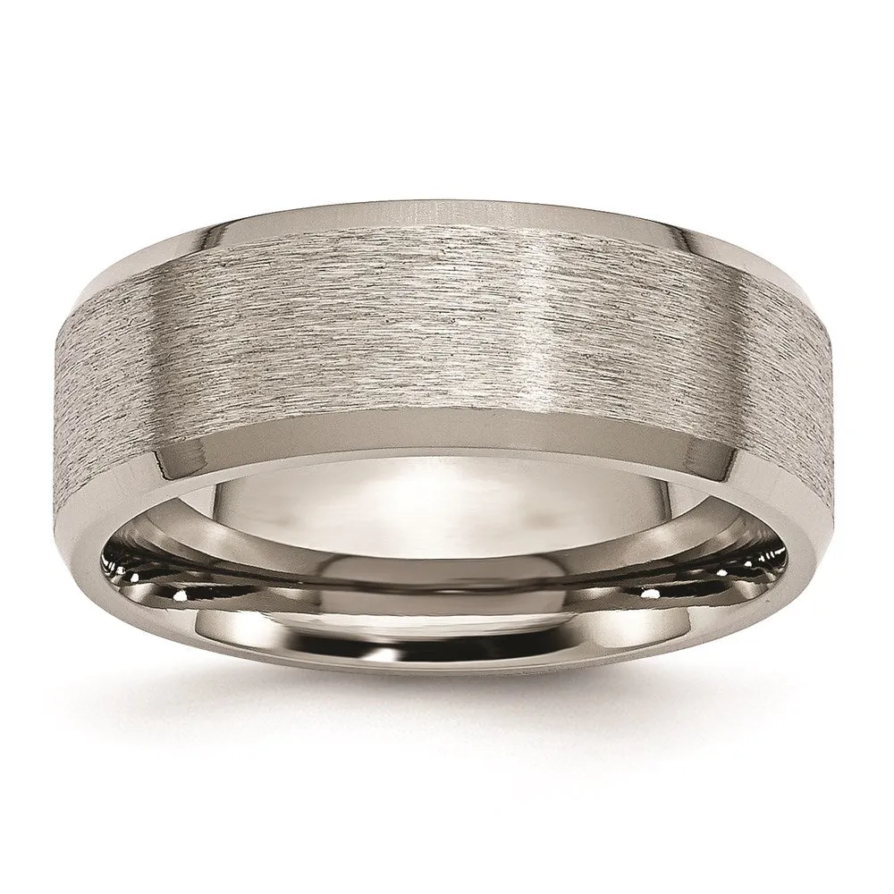 Titanium Beveled Edge 8mm Brushed Standard Fit Band