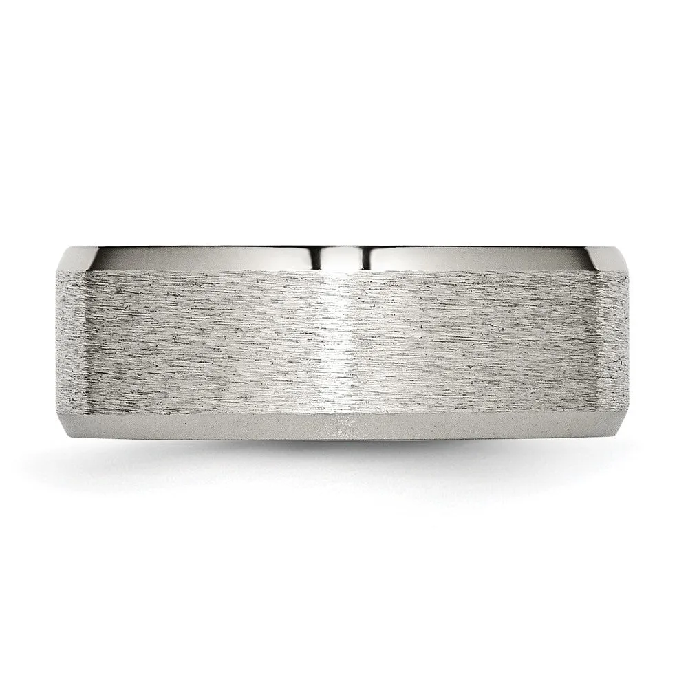 Titanium Beveled Edge 8mm Brushed Standard Fit Band