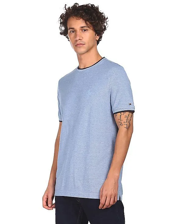 Tommy Hilfiger Men Light Blue Crew Neck Solid T-Shirt