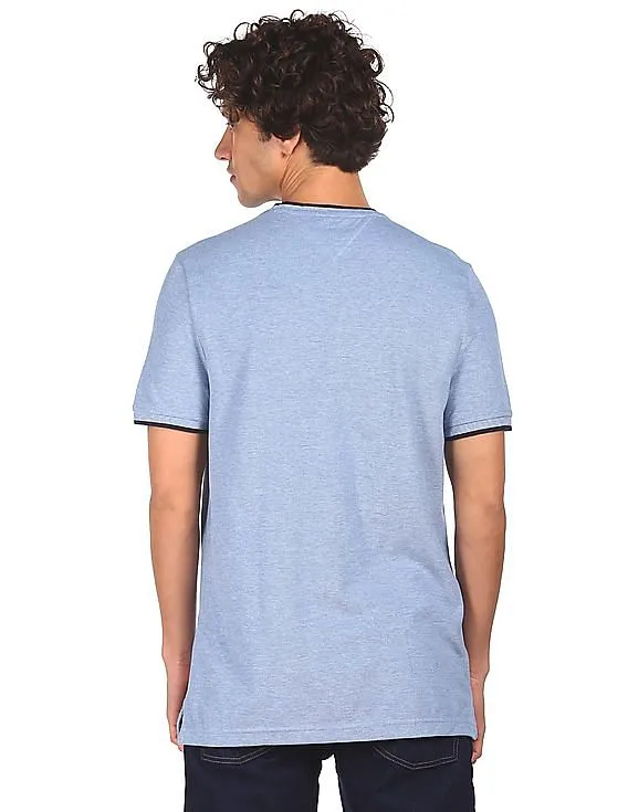 Tommy Hilfiger Men Light Blue Crew Neck Solid T-Shirt