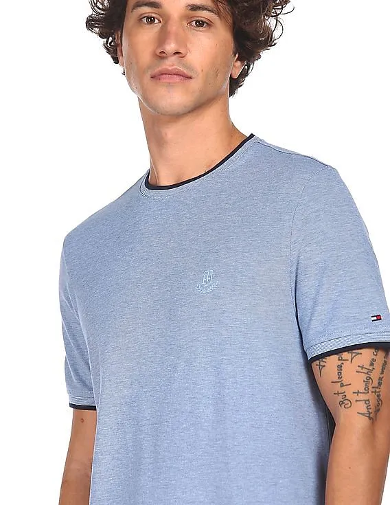 Tommy Hilfiger Men Light Blue Crew Neck Solid T-Shirt