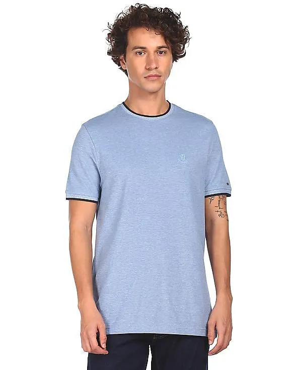 Tommy Hilfiger Men Light Blue Crew Neck Solid T-Shirt