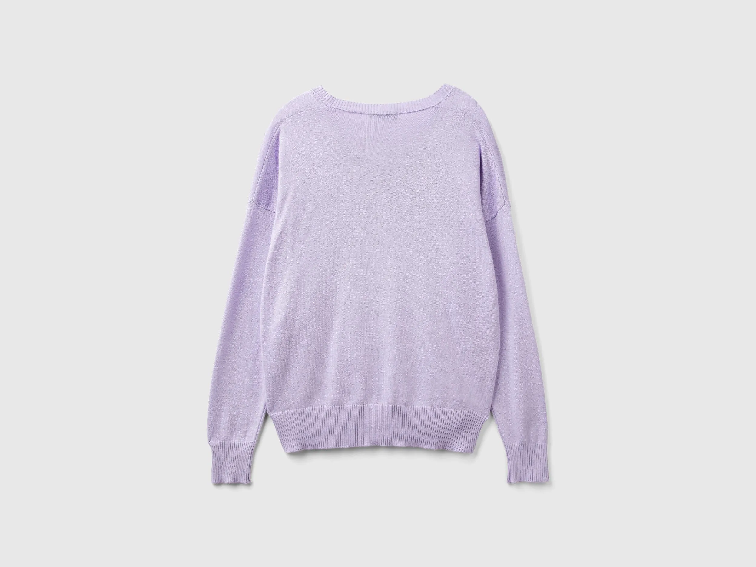 V-neck sweater in Modal® blend - Lilac | Benetton