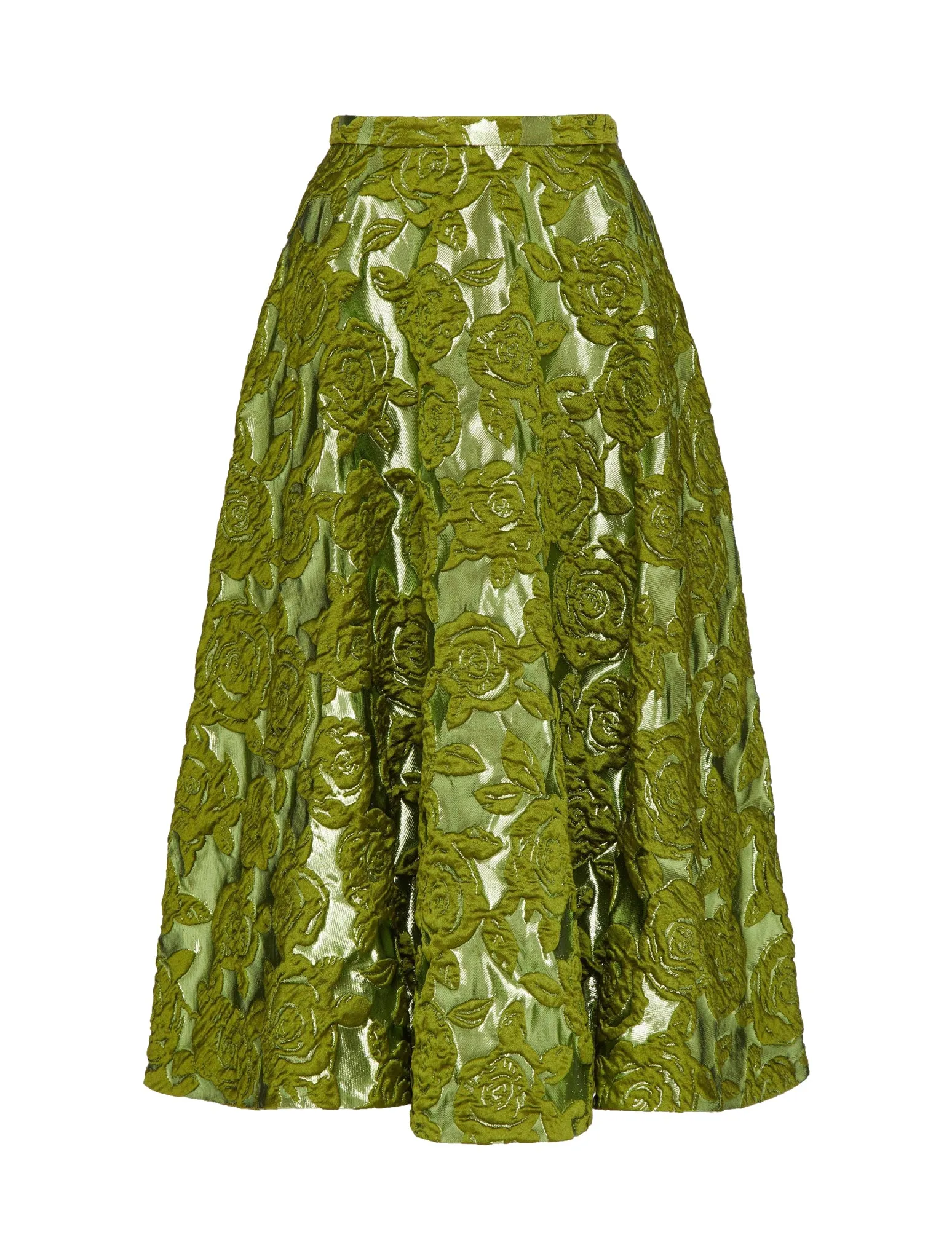 VALENTINO ROSE MOIRE` BROCADE MIDI SKIRT