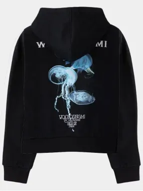 Women s Luminous Jellyfish Back Logo Hooded Sweatshirt Black M241TS35736B