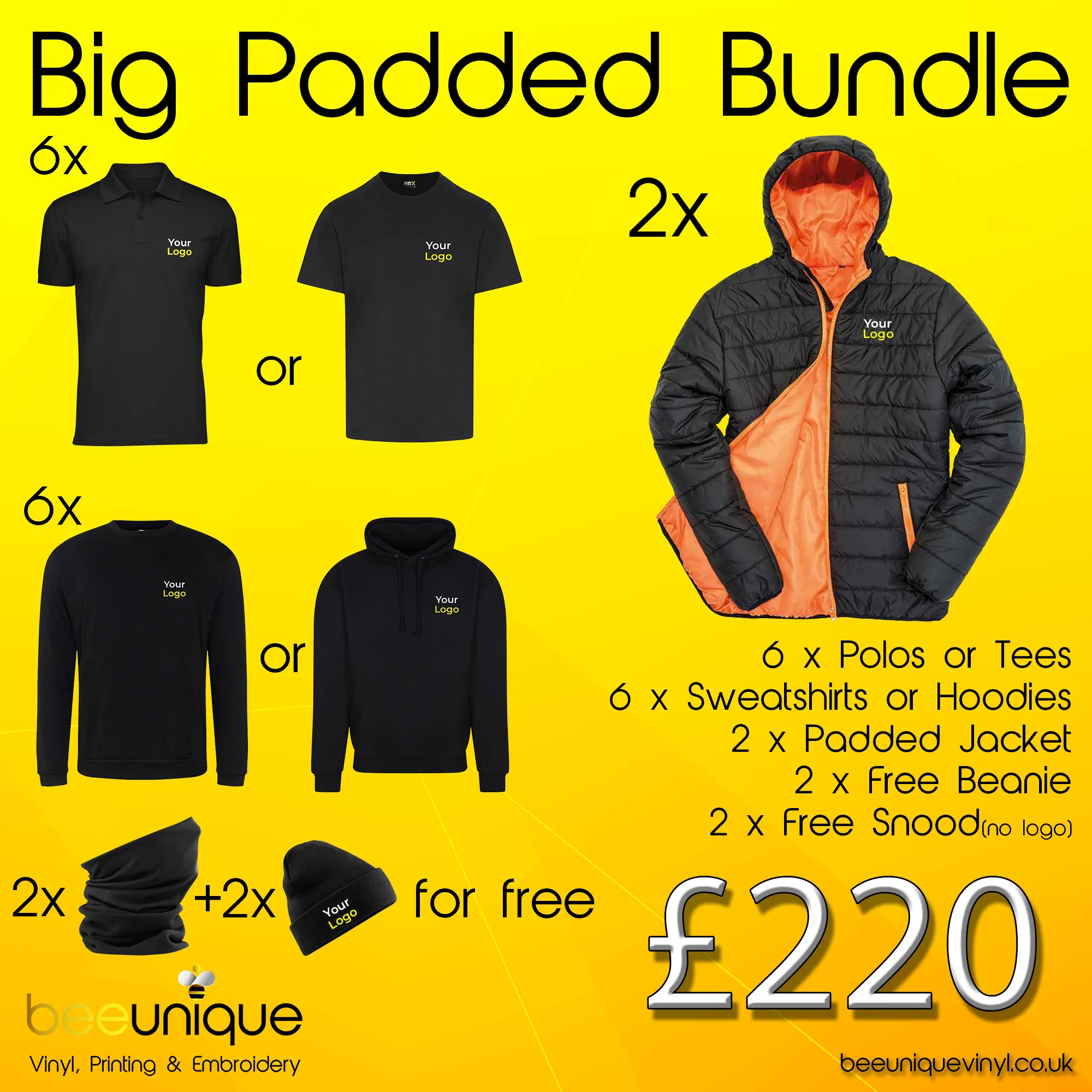 Workwear Bundle 54 | Bee Unique | Polos, Hoodies & Softshell